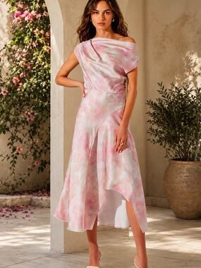 ASTR THE LABEL - Mairyn Tie Dye Satin Dress NWOT (Size M) (Lot 7; Item 13)